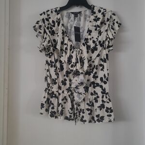 Ralph Lauren Black and White Floral Blouse